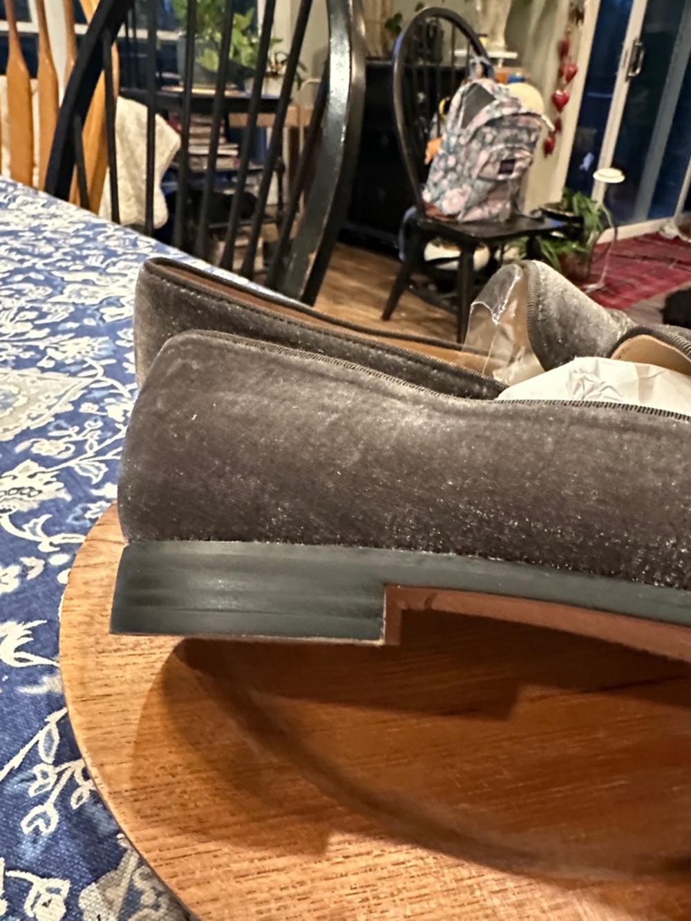 Franco Sarto Sparkle Velvet Penny Loafers in Gray - Picture 3 of 5